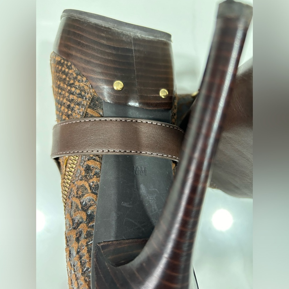 Michael Kors-MK Snakeskin Leather Bootie Mocha Size 10 M - Picture 9 of 9